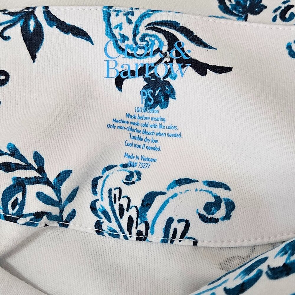 Croft & Barrow 3/4 Sleeve Pullover Cotton Paisley Boatneck Shirt - Picture 5 of 8